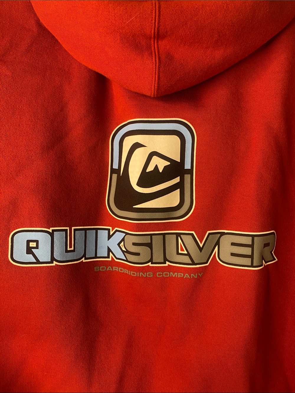 Vtg Quiksilver Men's XL Red Pullover Hoodie - Logo Fleece Sweatshirt - 1541 - Picture 11 of 11